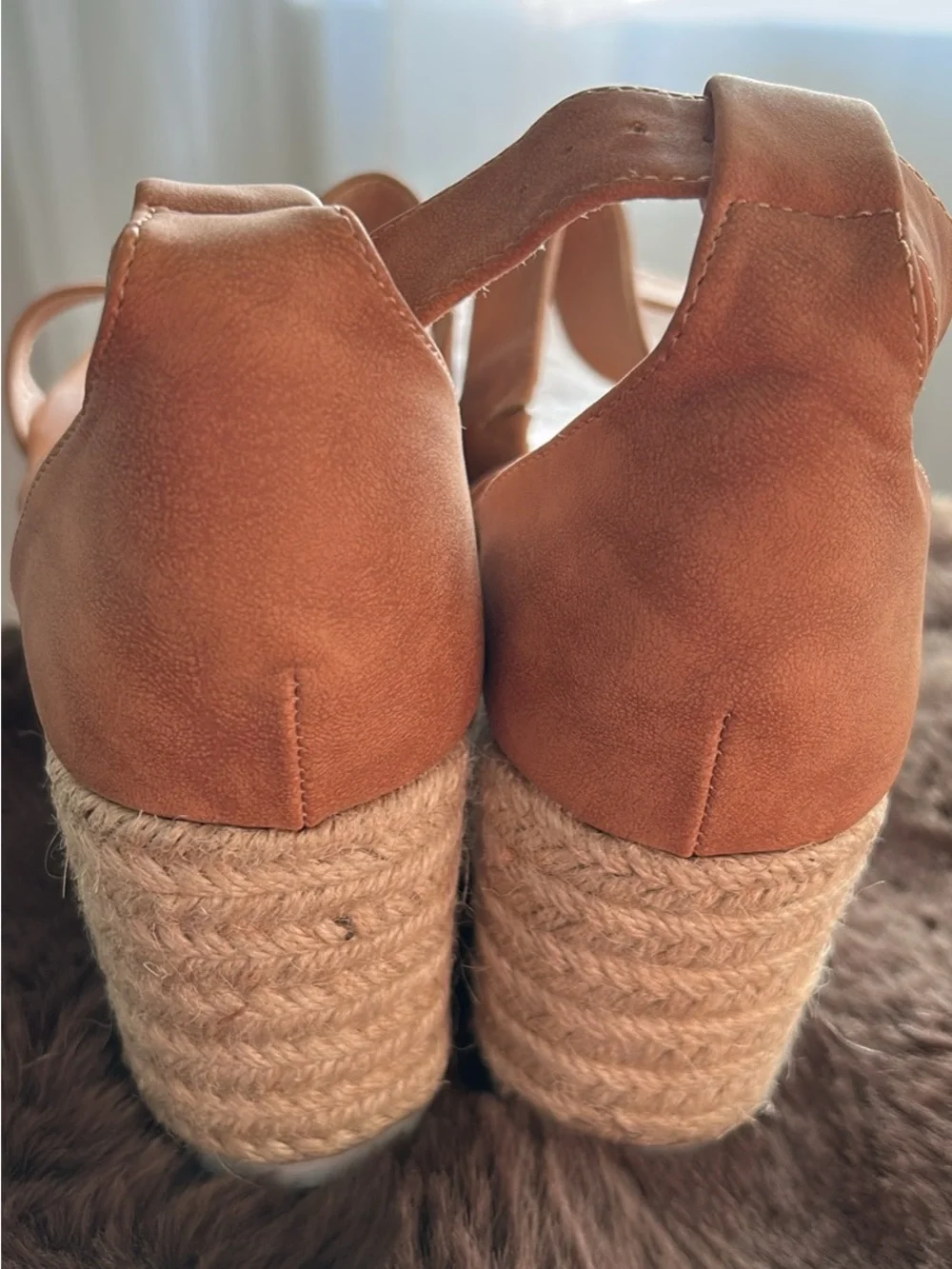 NWOT Women's AMS EMMA-2 Tan Espadrille Wedge Sandals